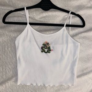 Dragon embroidery crop top